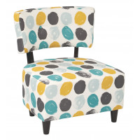 OSP Home Furnishings BLV-R7 Boulevard Chair Dark Espresso Finished Legs and Dot Peacock Fabric